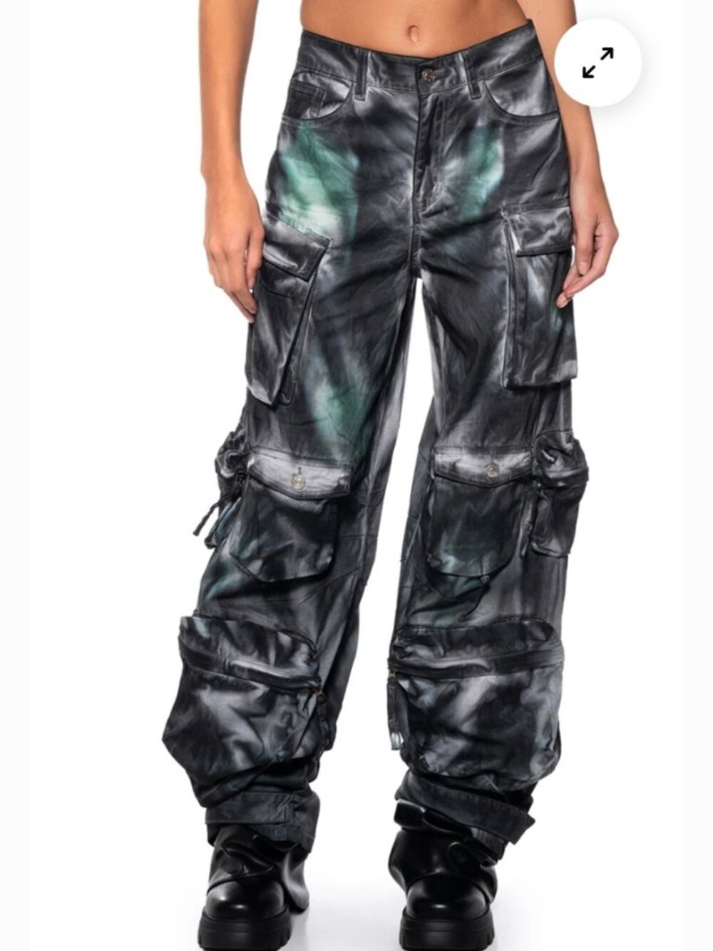 Akira NWT I Ain’t Worried Cargo Pants Grey Multi Women’s size Large